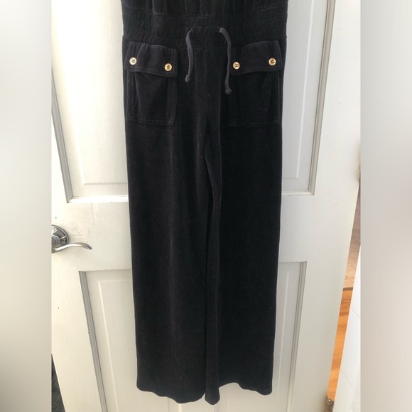 Juicy Couture Girl’s Black Velour Jumpsuit with Gold Buttons - Picture 3 of 12
